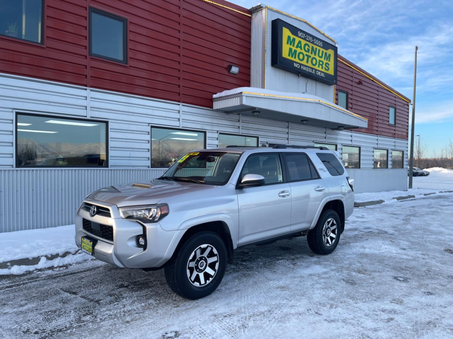 2023 Silver Toyota 4Runner TRD Off-road 4WD (JTEPU5JR0P6) with an 4.0L V6 DOHC 24V engine, 5A transmission, located at 1960 Industrial Drive, Wasilla, 99654, (907) 274-2277, 61.573475, -149.400146 - Photo#0